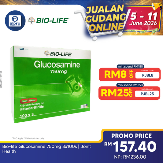 Bio-life Glucosamine 750mg 3x100s | Joint Health Bio-life