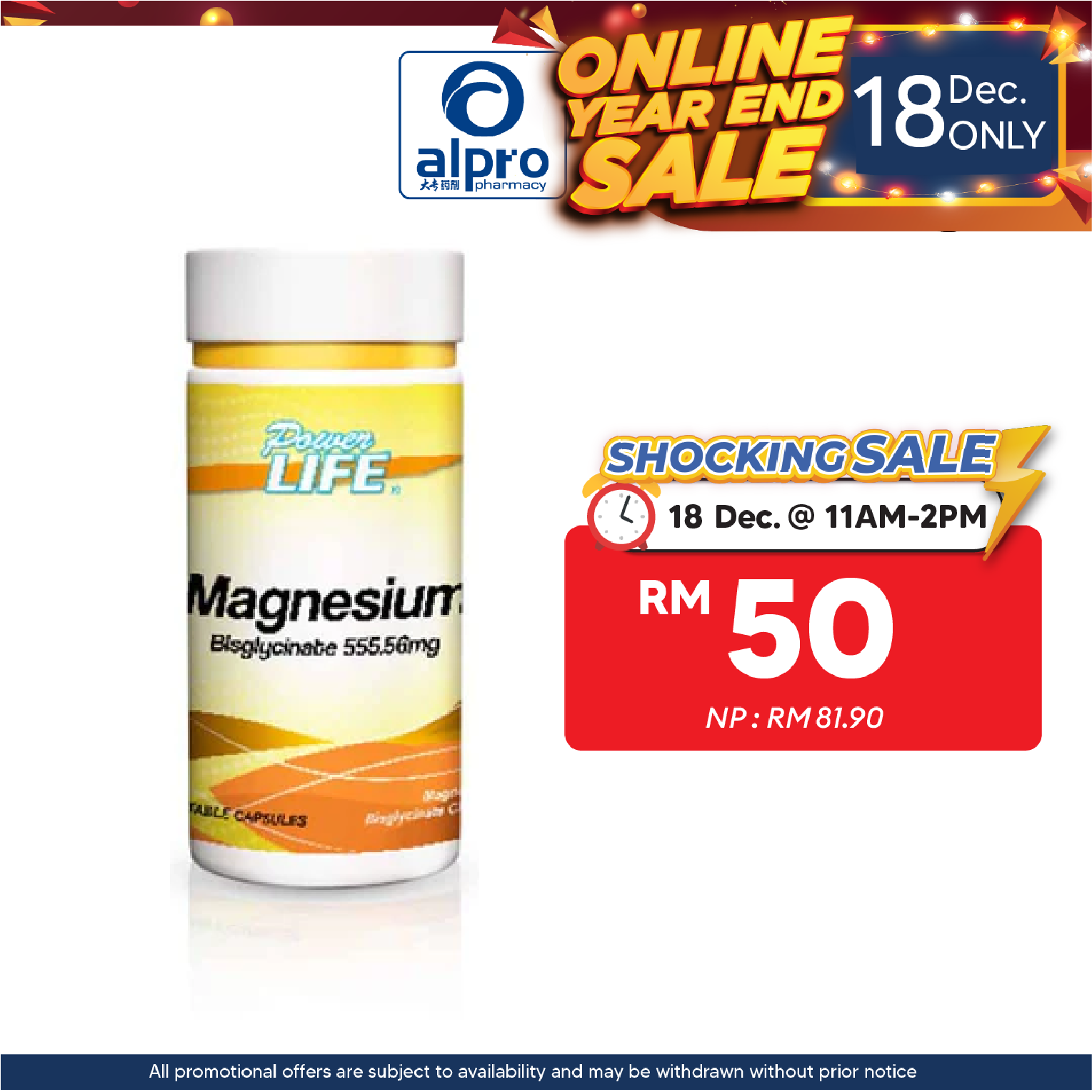 Powerlife Magnesium 555.56mg 60s