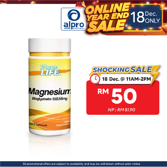 Powerlife Magnesium 555.56mg 60s Alpro Pharmacy