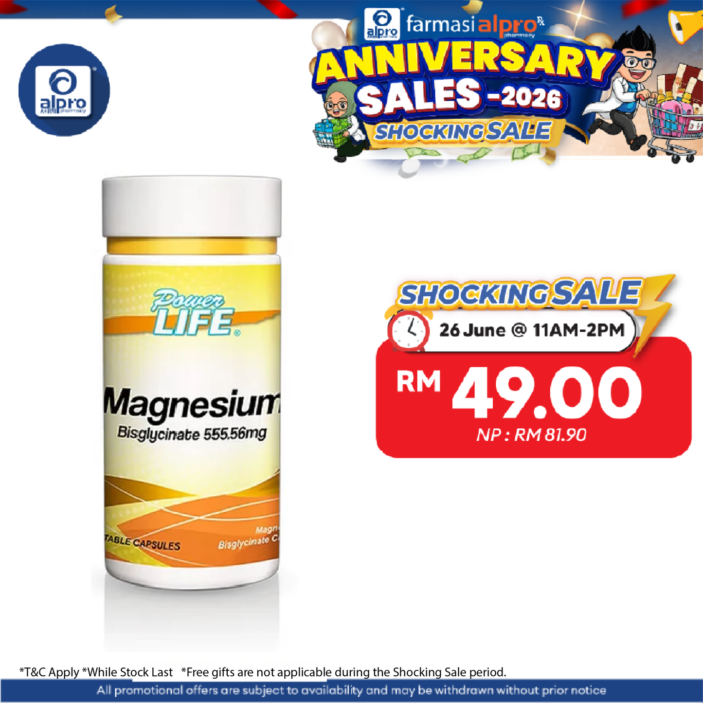 Powerlife Magnesium 555.56mg 60s Powerlife