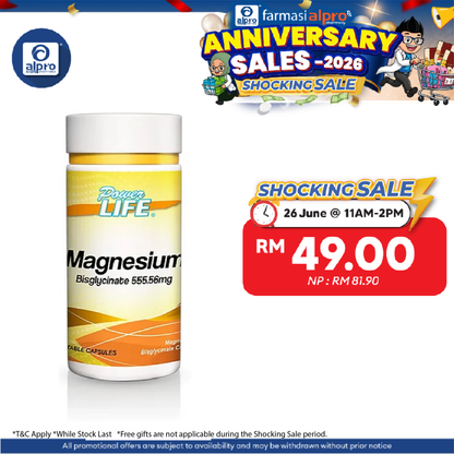 Powerlife Magnesium 555.56mg 60s Powerlife