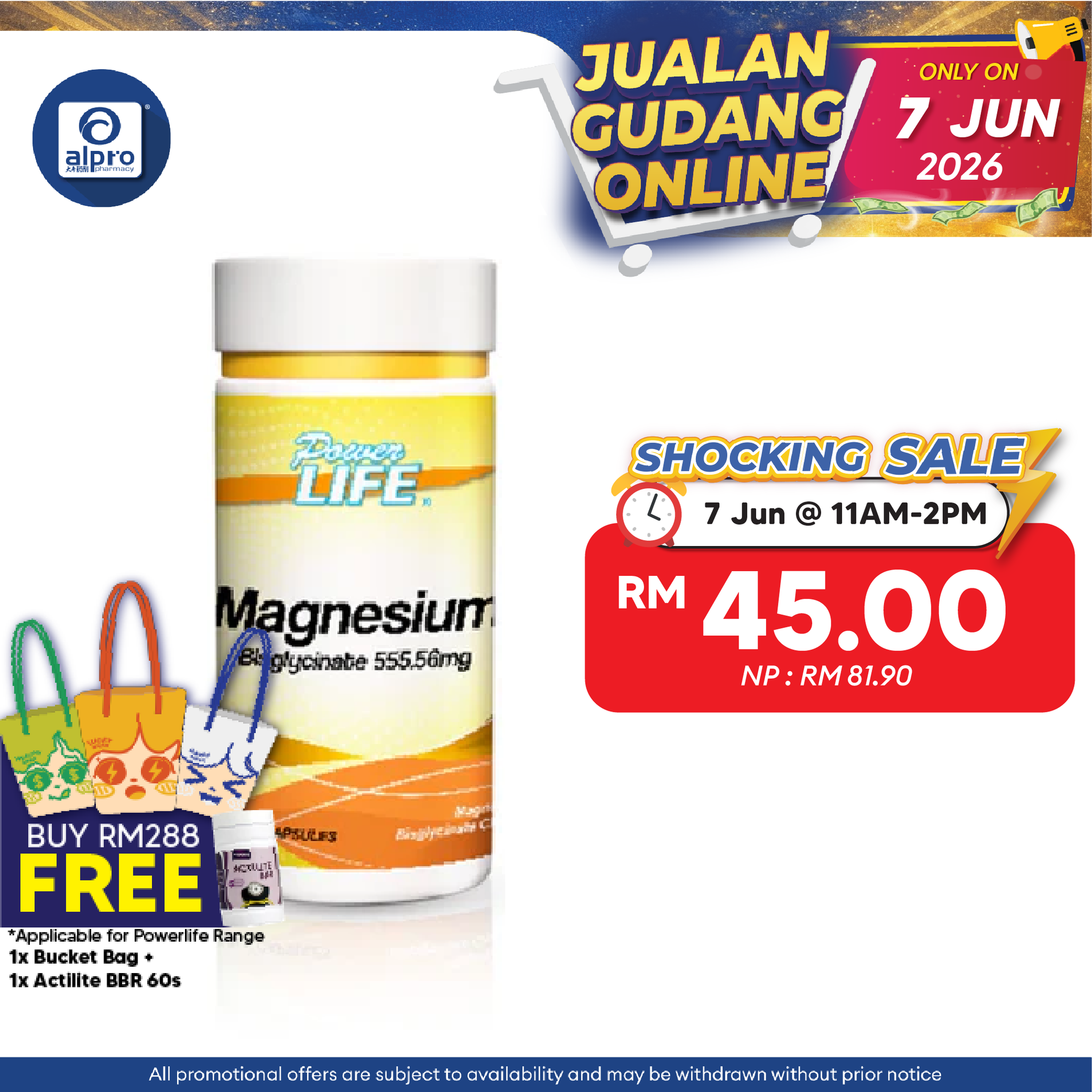 Powerlife Magnesium 555.56mg 60s Powerlife