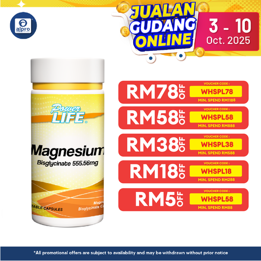 Powerlife Magnesium 555.56mg 60s Alpro Pharmacy