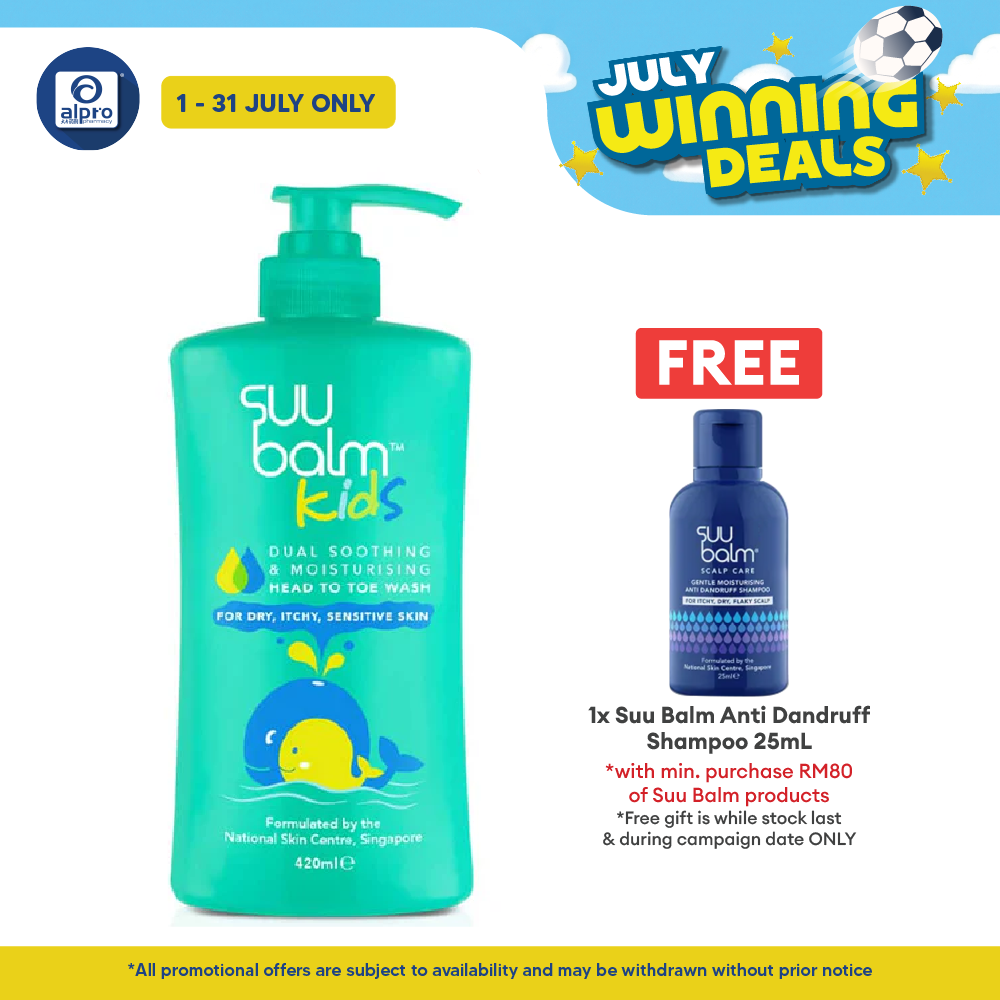 Suu Balm Kids Soothing & Moisturising Head To Toe Wash 420ml Suu Balm