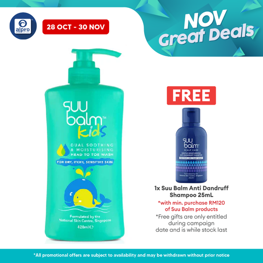 Suu Balm Kids Soothing & Moisturising Head To Toe Wash 420ml Alpro Pharmacy