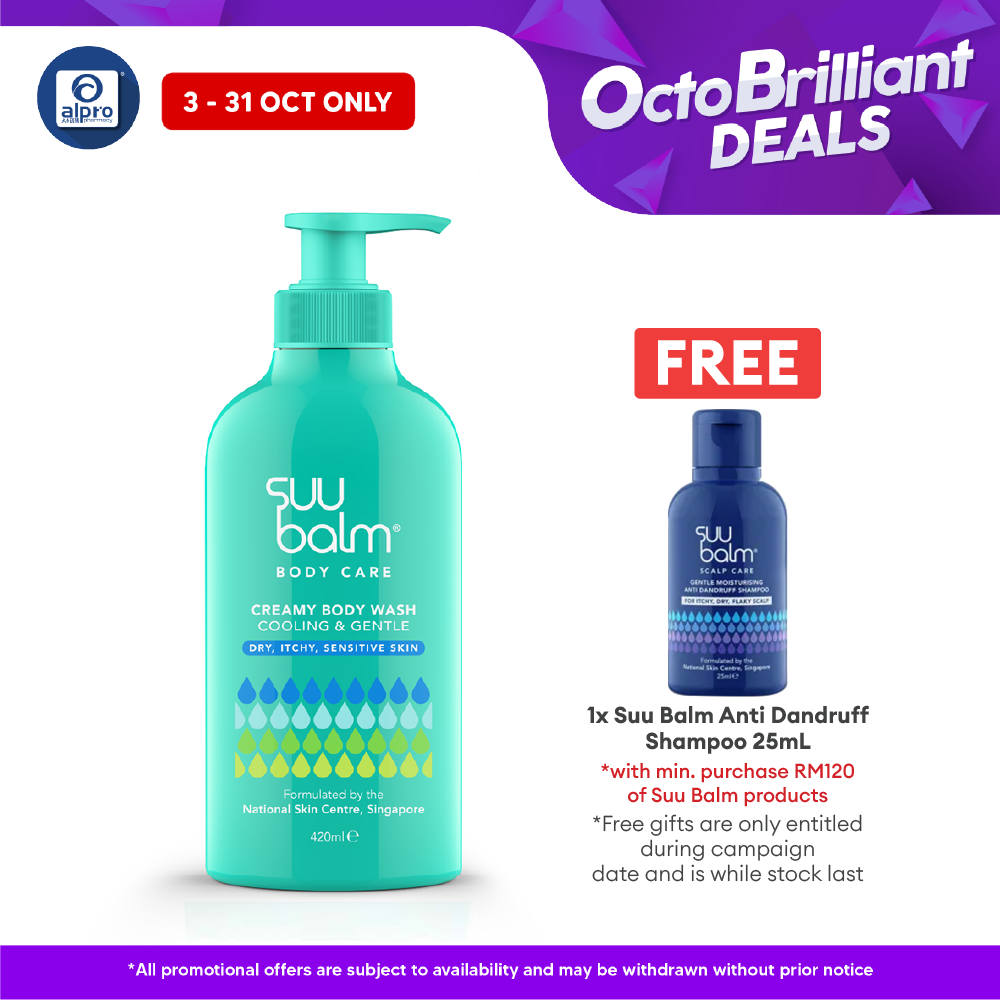 Suu Balm Cooling & Moisturising Cream Body Wash 420ml | For Sensitive and Dry Skin Alpro Pharmacy