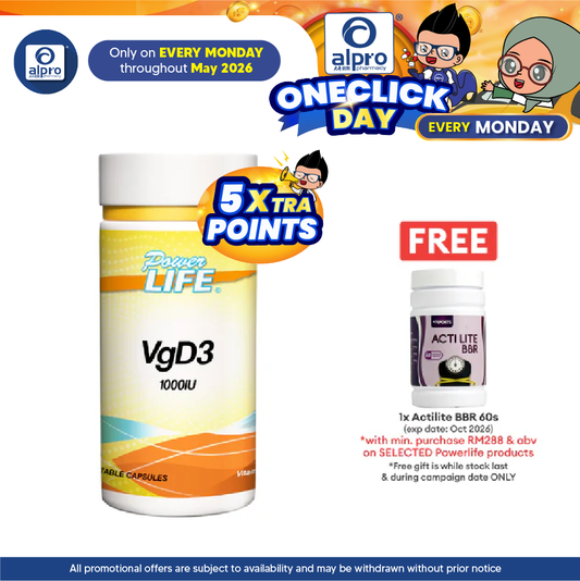 Powerlife Vitamin D3 (VgD3) 1000IU 60s Powerlife