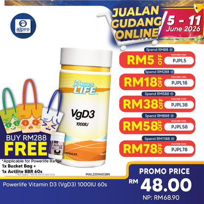 Powerlife Vitamin D3 (VgD3) 1000IU 60s Powerlife