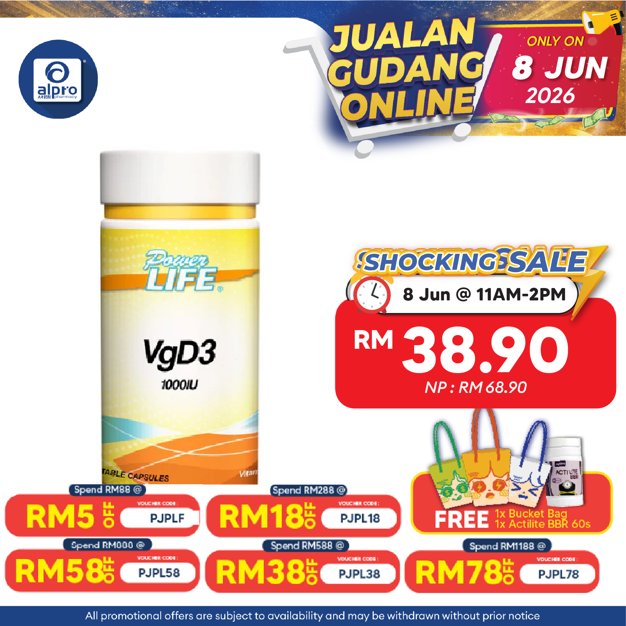 Powerlife Vitamin D3 (VgD3) 1000IU 60s