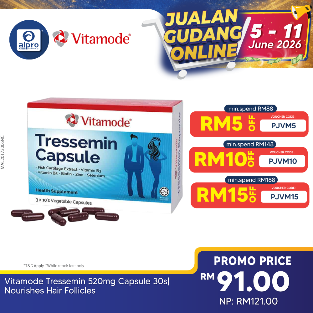 Vitamode Tressemin 520mg Capsule 30s| Nourishes Hair Follicles Vitamode