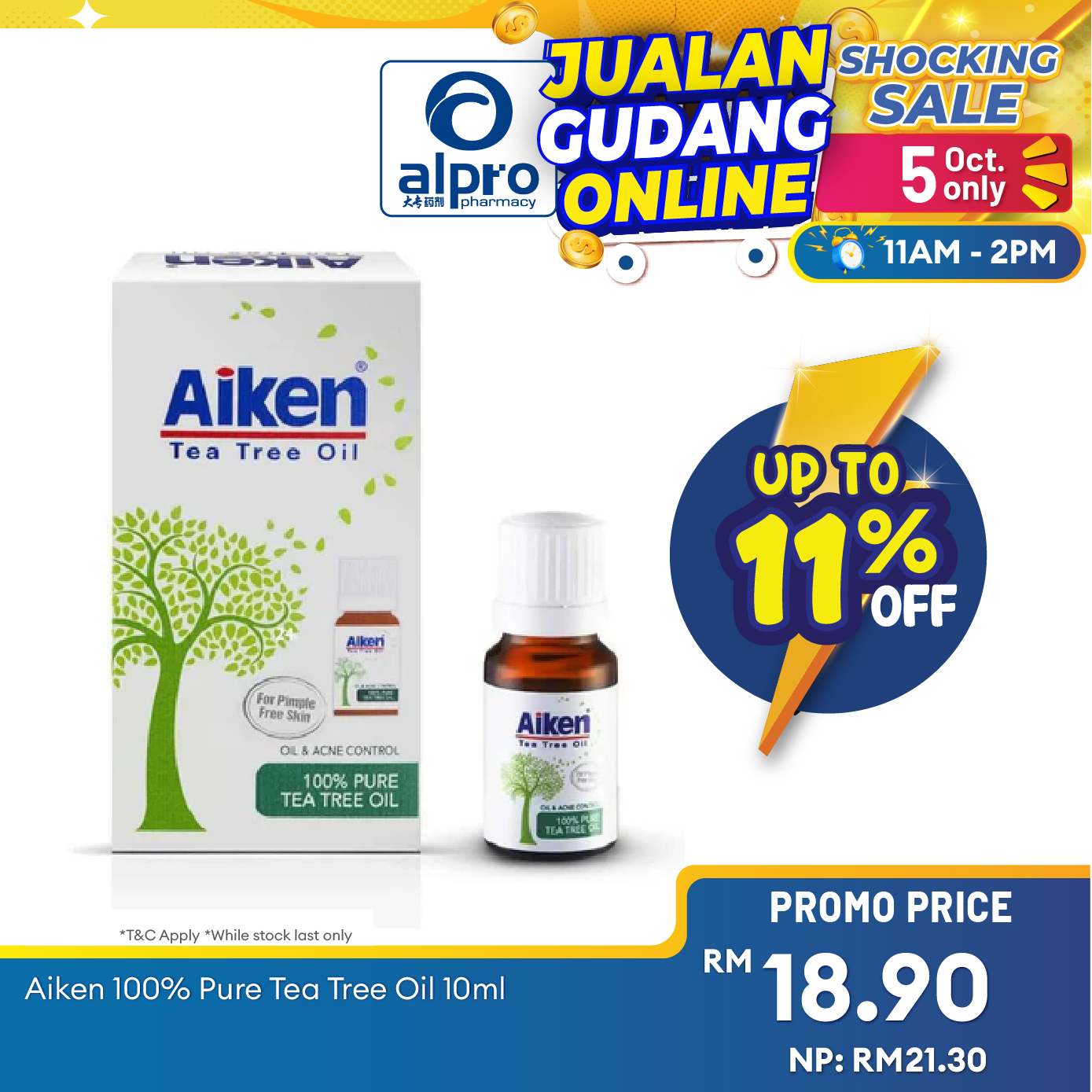 Aiken 100% Pure Tea Tree Oil 10ml Alpro Pharmacy