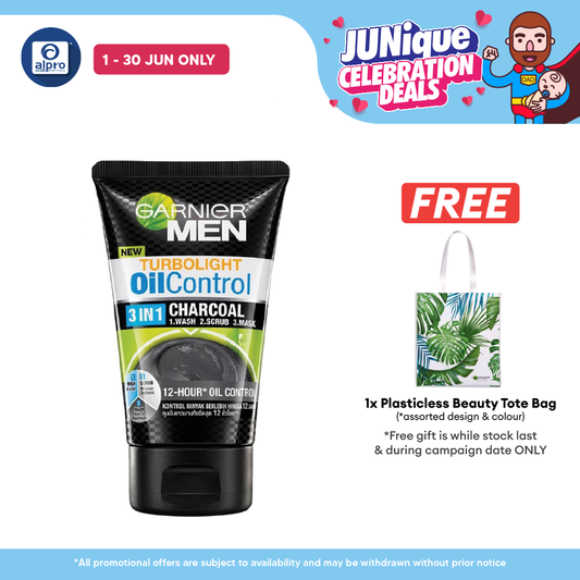 Garnier Men Turbolight Oil Control 3in1 Charcoal Foam 100g Alpro Pharmacy