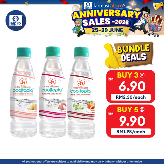 3 Leg Cooling Water Cooltopia 1s x 320ml (Guava/ Lychee/Peach) Three Legs
