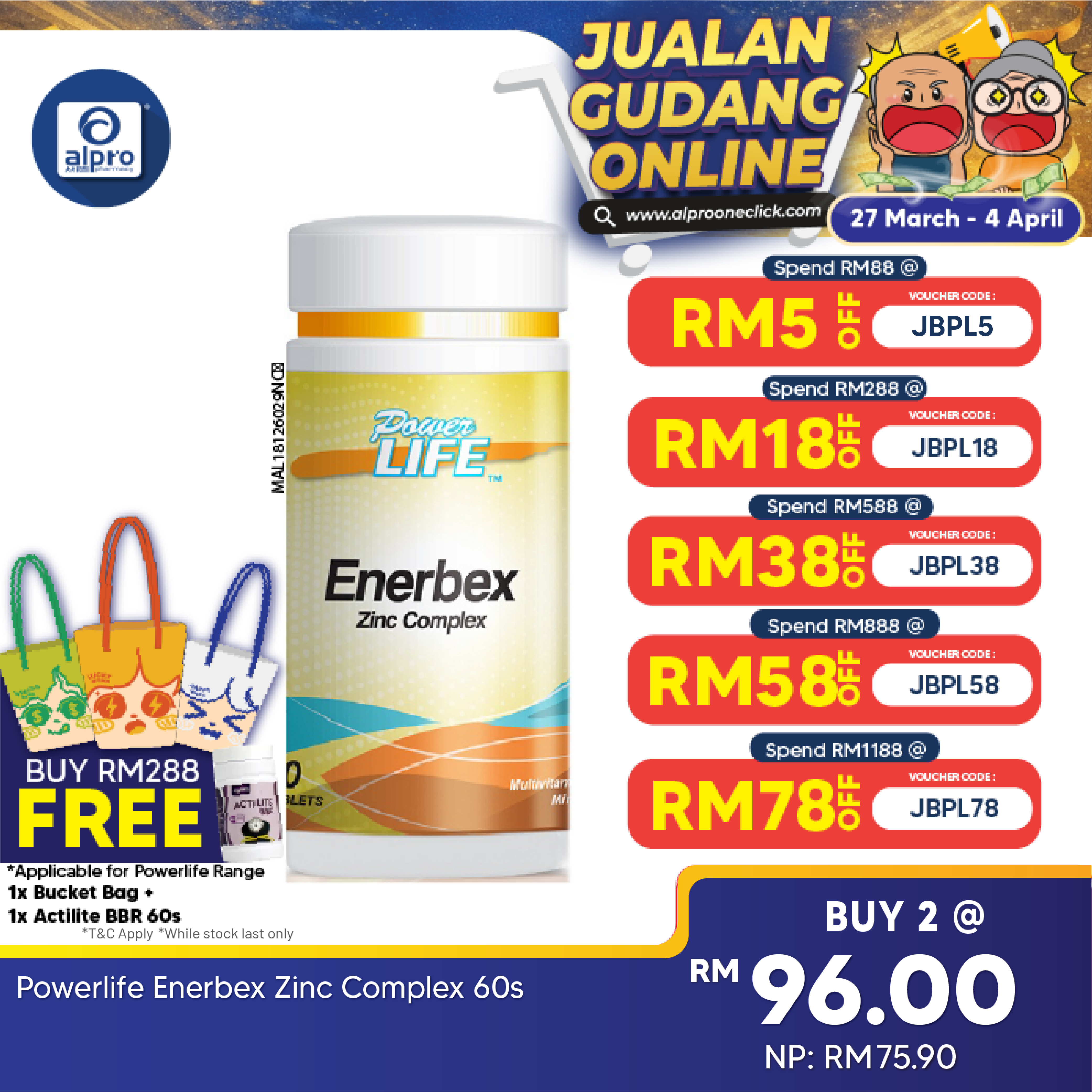 Powerlife Enerbex Zinc Complex 60s Powerlife