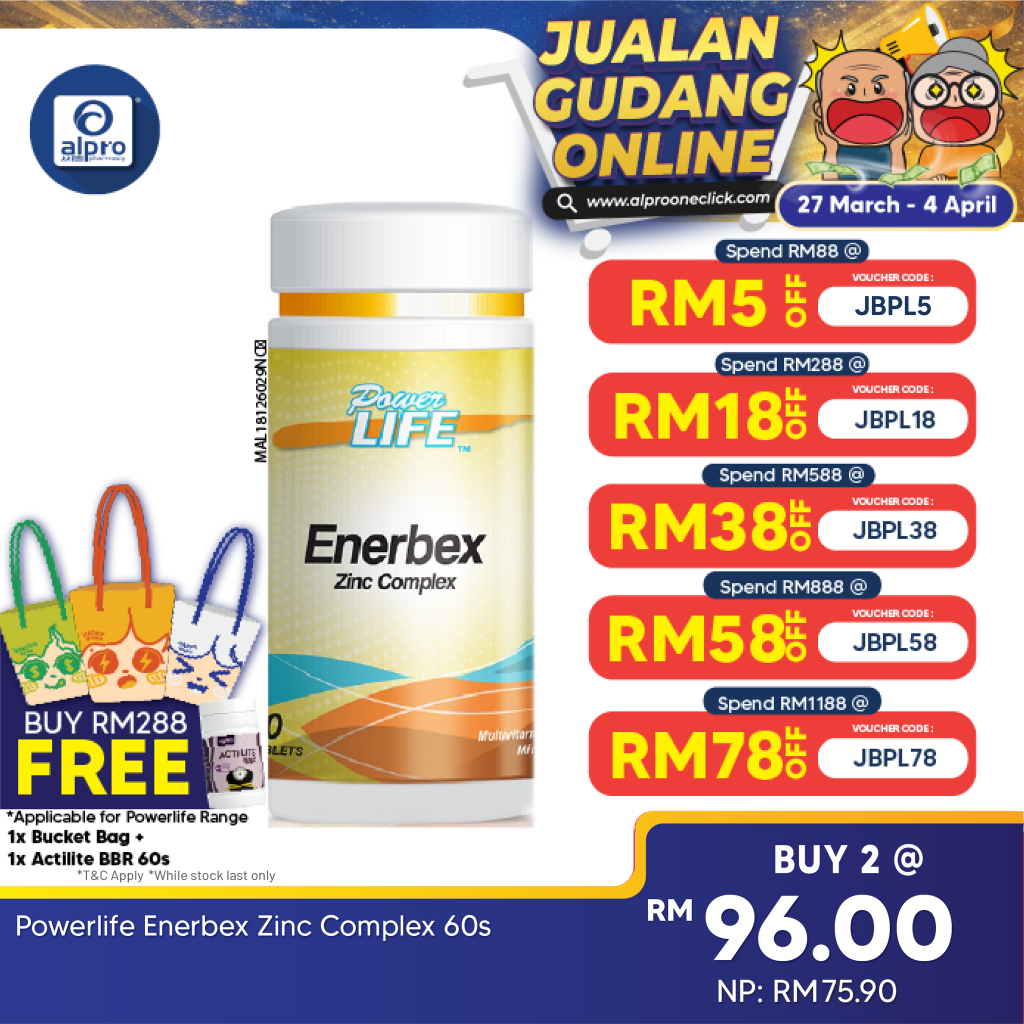 Powerlife Enerbex Zinc Complex 60s Powerlife