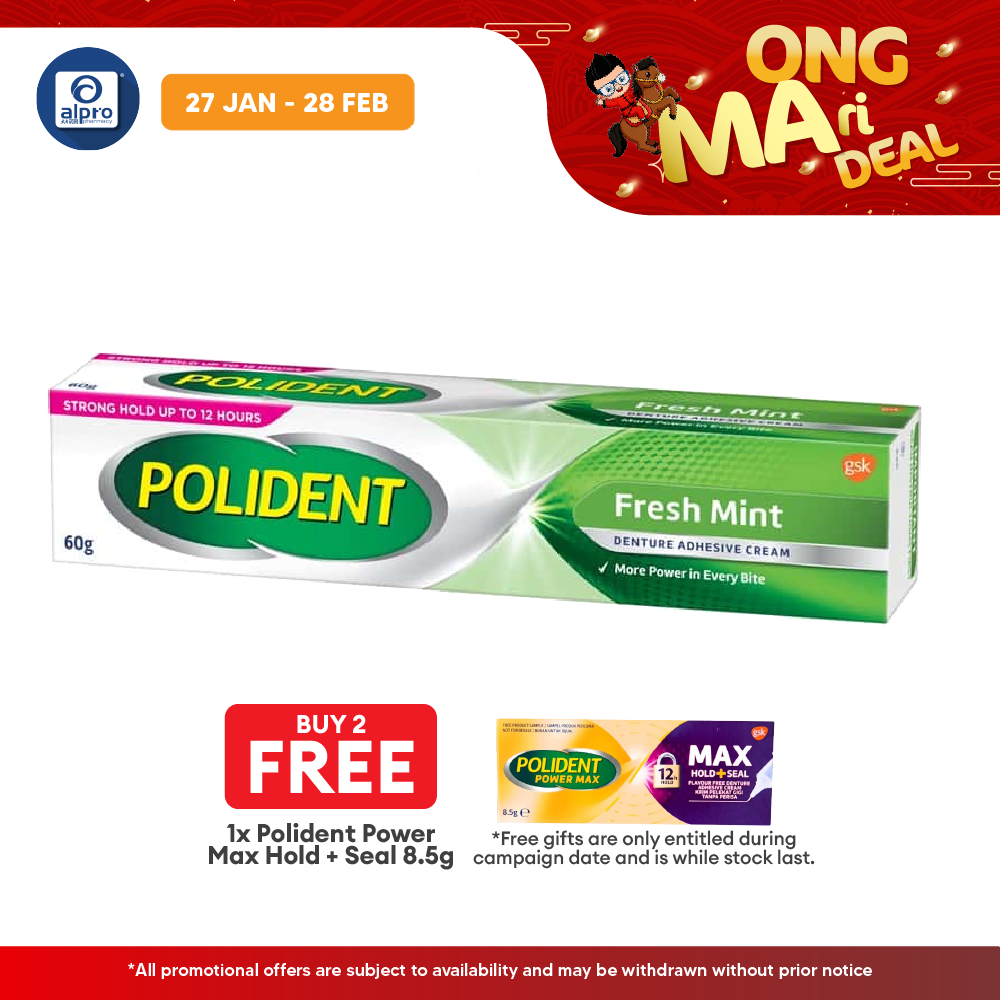 Polident Fresh Mint Denture Adhesive Cream 60g