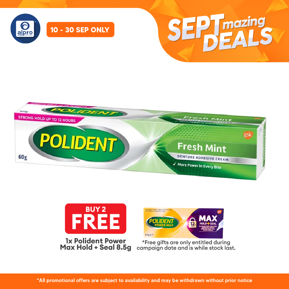 Polident Fresh Mint Denture Adhesive Cream 60g Alpro Pharmacy