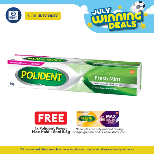 Polident Fresh Mint Denture Adhesive Cream 60g Polident