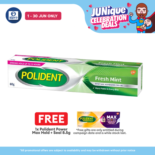 Polident Fresh Mint Denture Adhesive Cream 60g Polident