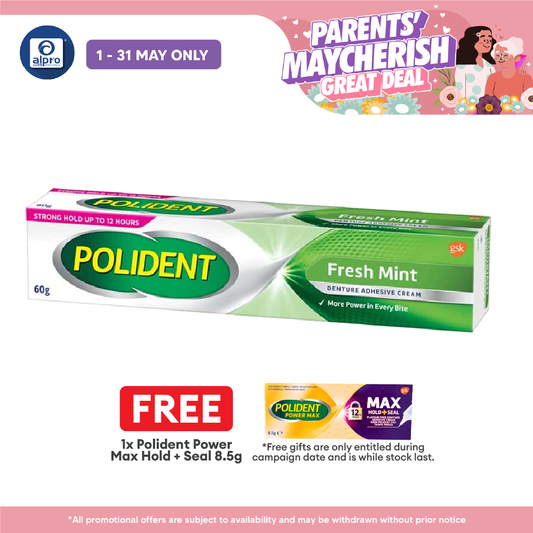 Polident Fresh Mint Denture Adhesive Cream 60g Polident