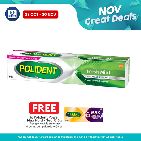 Polident Fresh Mint Denture Adhesive Cream 60g