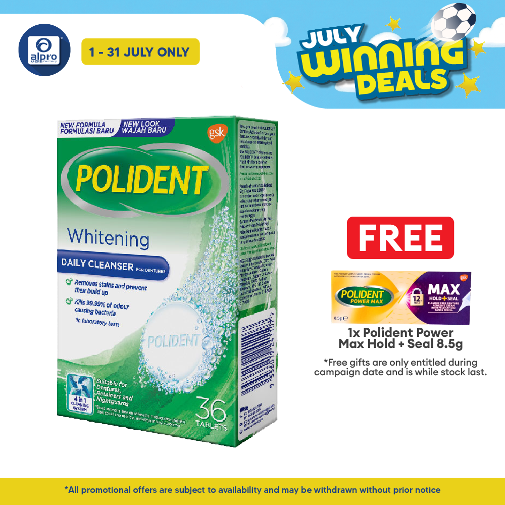 Polident Daily Cleanser For Dentures Whitening 36s (promo) Polident