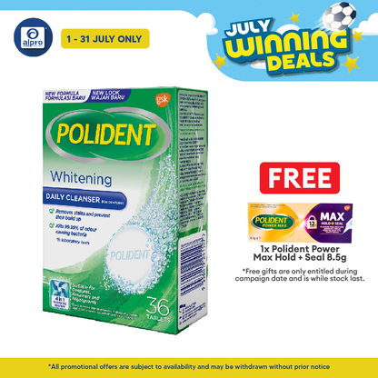 Polident Daily Cleanser For Dentures Whitening 36s (promo) Polident
