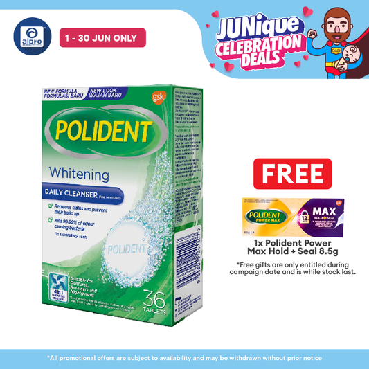 Polident Daily Cleanser For Dentures Whitening 36s (promo) Polident