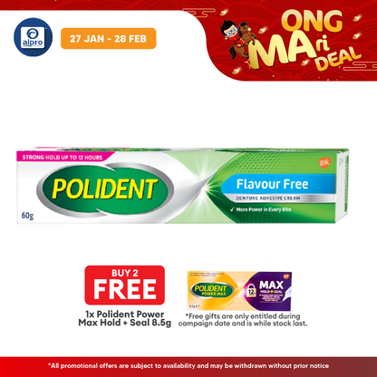Polident Flavour Free Denture Adhesive Cream 60g | Holds the Denture Firmly Polident