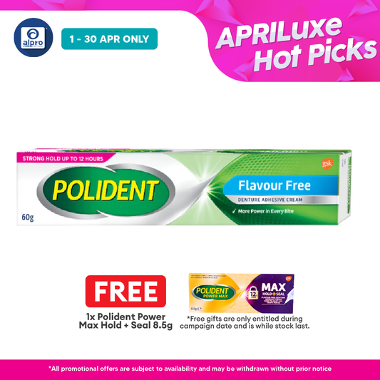 Polident Flavour Free Denture Adhesive Cream 60g | Holds the Denture Firmly Polident