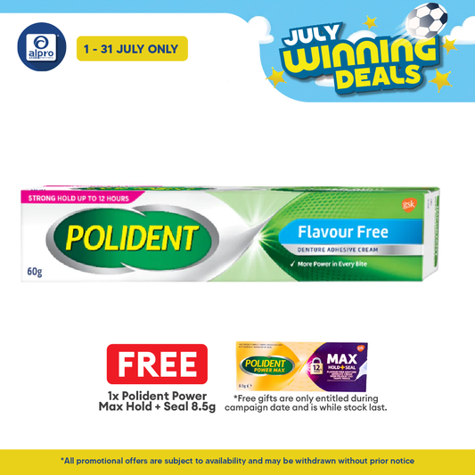 Polident Flavour Free Denture Adhesive Cream 60g | Holds the Denture Firmly Polident