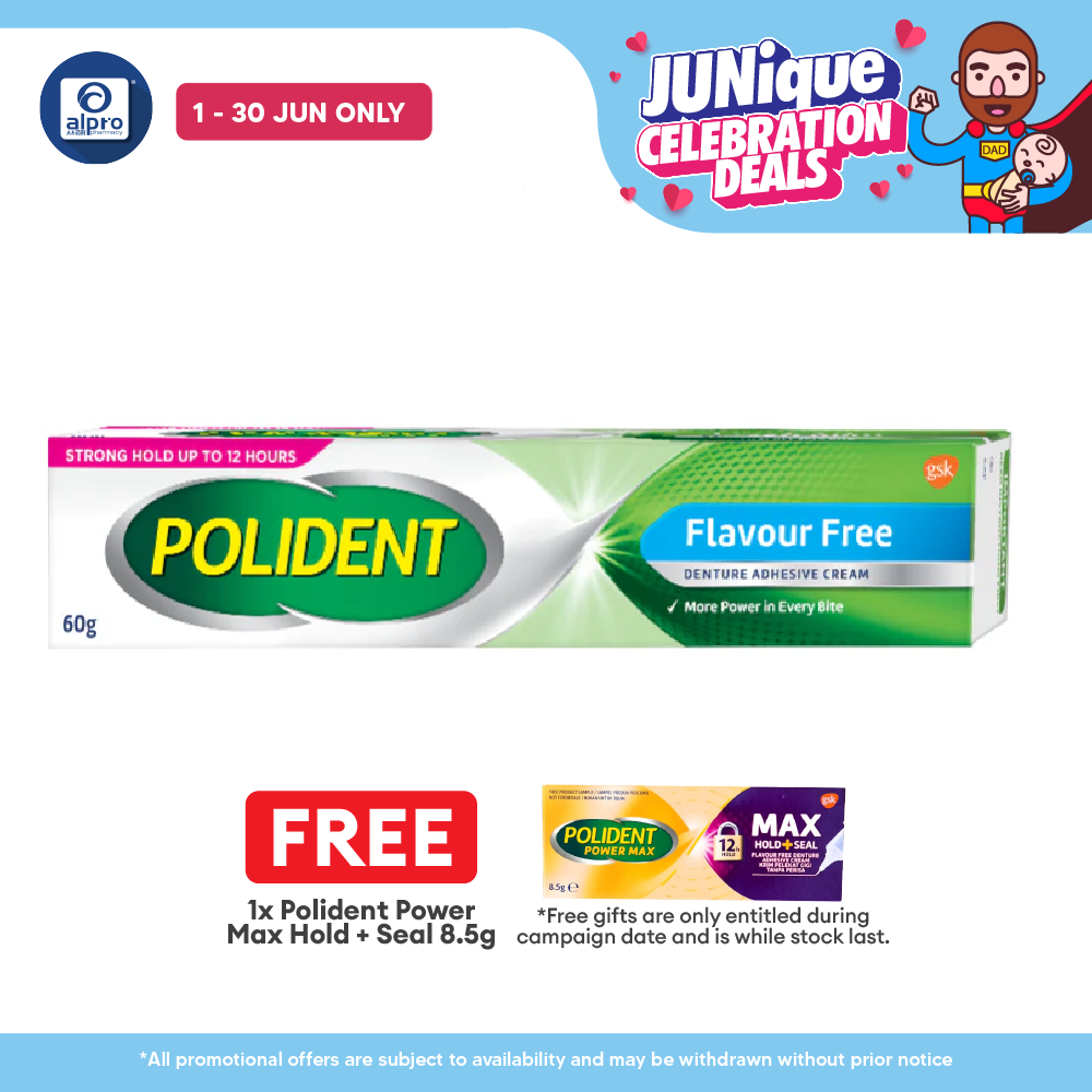 Polident Flavour Free Denture Adhesive Cream 60g | Holds the Denture Firmly Polident