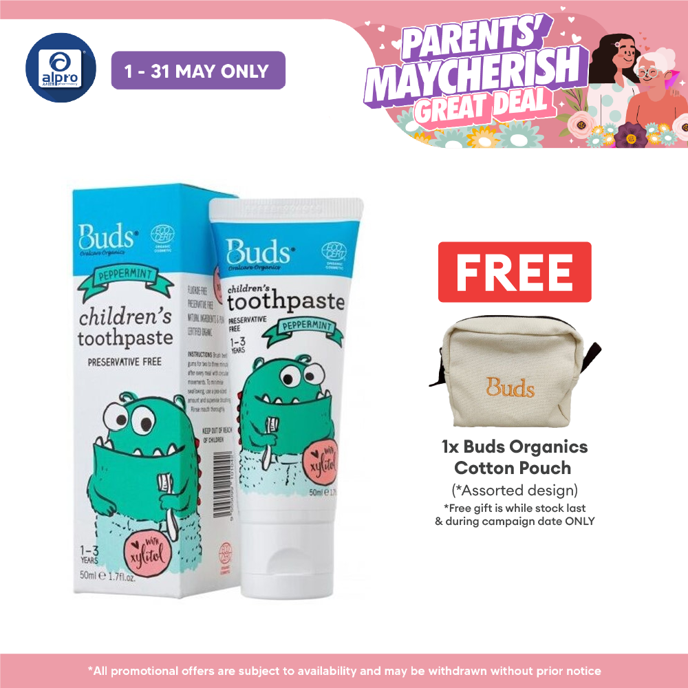 Buds Children Toothpaste Peppermint 50ml | Boost the Defense Capability Against Tooth Decay Buds