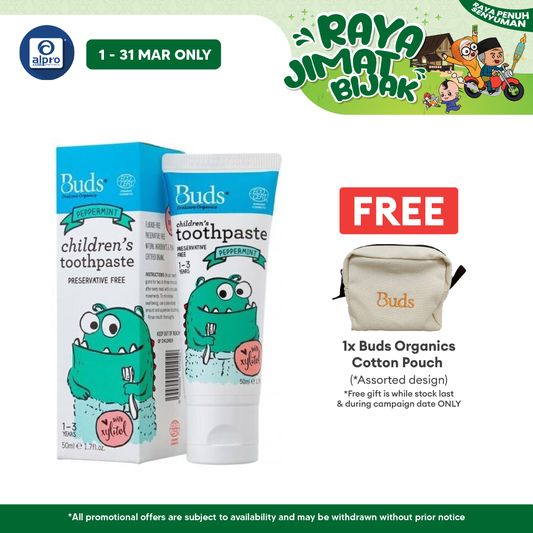 Buds Children Toothpaste Peppermint 50ml | Boost the Defense Capability Against Tooth Decay Buds