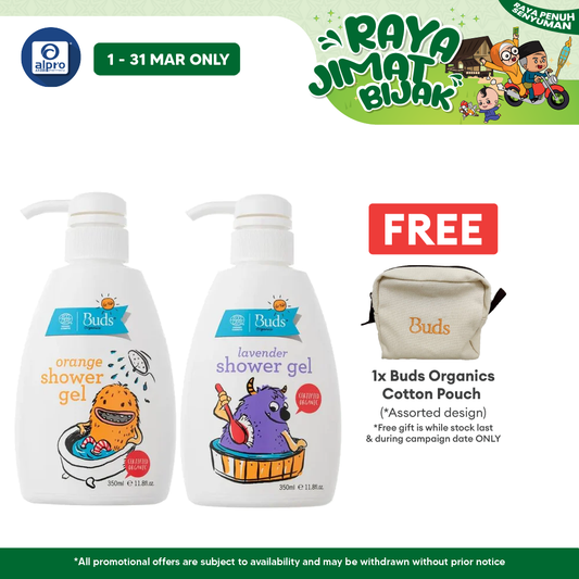 Buds Shower Gel 350ml (Orange/ Lavender) | Hydrates and Cleans Effectively Buds