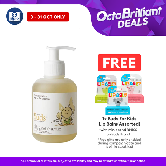 Buds Cherished Organics Precious Newborn Head toToe Cleanser 250ml | Soothe and Hydrates Alpro Pharmacy