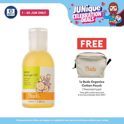 Buds Everyday Organics Massage Oil 100ml | Unscented and Easily Absorb Buds