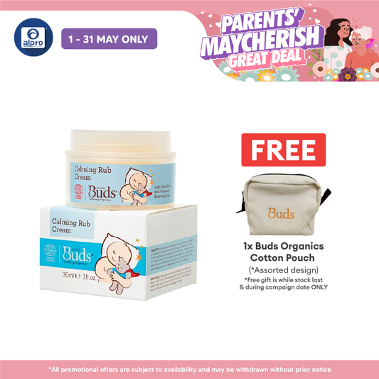 Buds Soothing Organics Calming Rub Cream 30ml | Soothes and Calms Baby Tummy Buds
