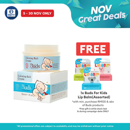 Buds Soothing Organics Calming Rub Cream 30ml | Soothes and Calms Baby Tummy Alpro Pharmacy