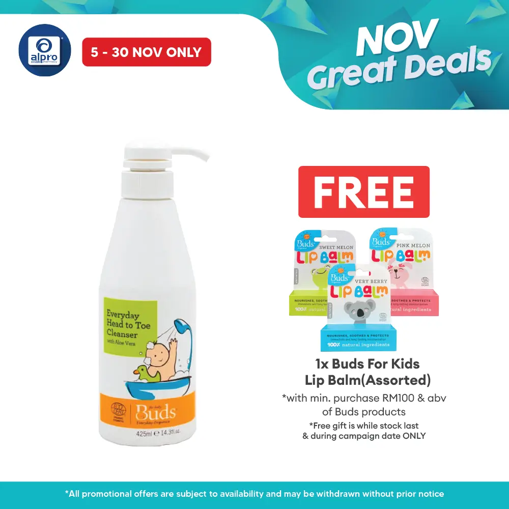 Buds Everyday Organics Head To Toe Cleanser 425ml | Soothe and Moisturize Alpro Pharmacy