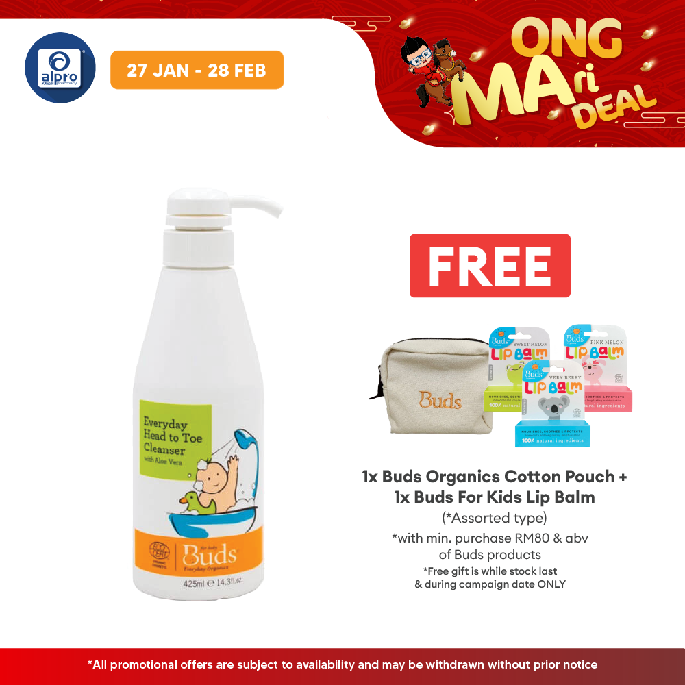 Buds Everyday Organics Head To Toe Cleanser 425ml | Soothe and Moisturize Alpro Pharmacy