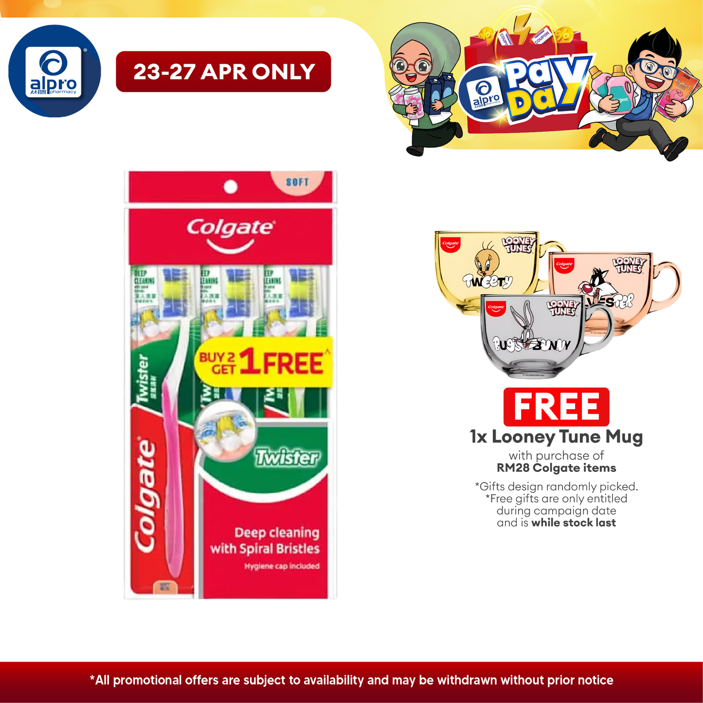 Colgate Toothbrush Twister Soft B2F1 (Poly Bag) | Deep Cleaning Colgate