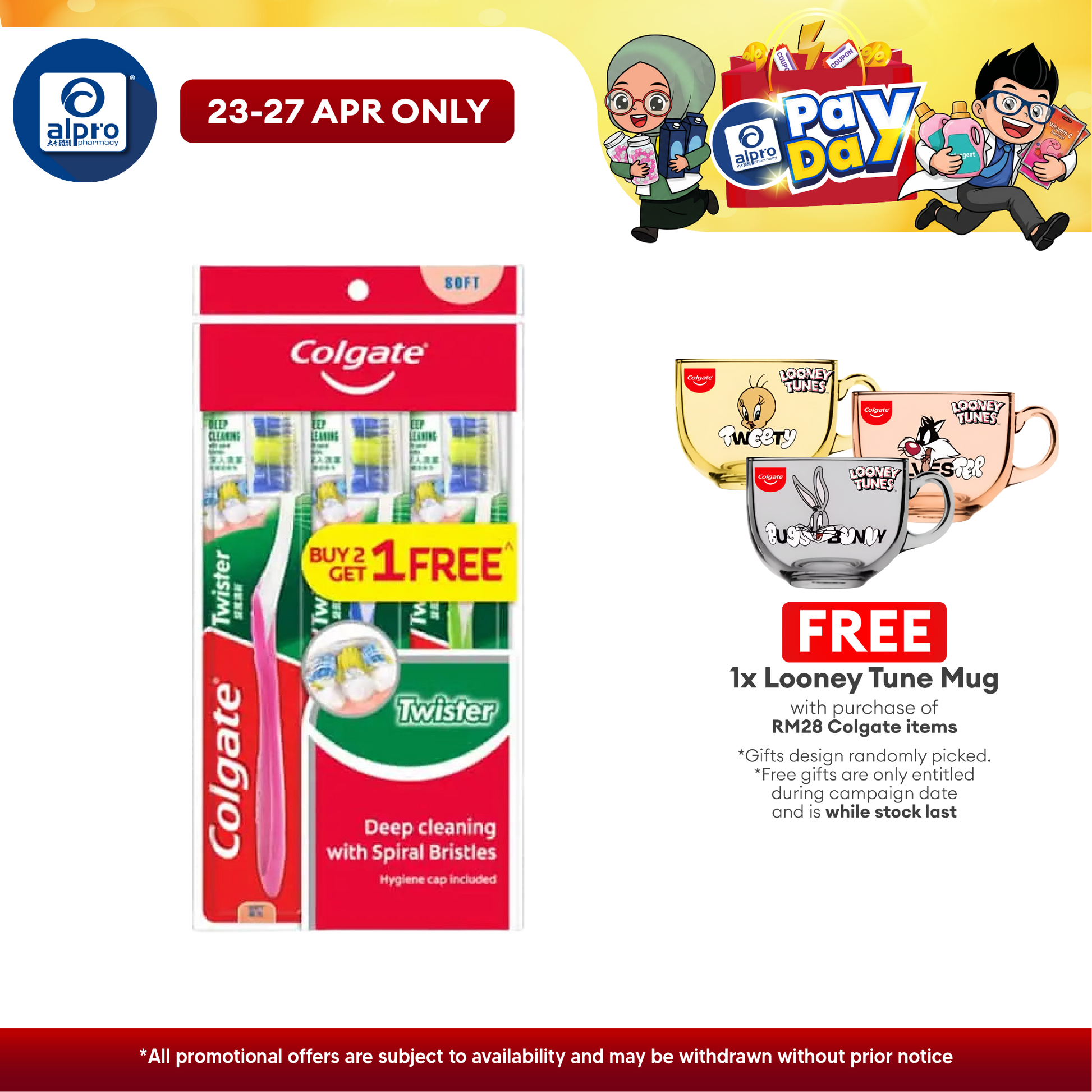 Colgate Toothbrush Twister Soft B2F1 (Poly Bag) | Deep Cleaning Colgate