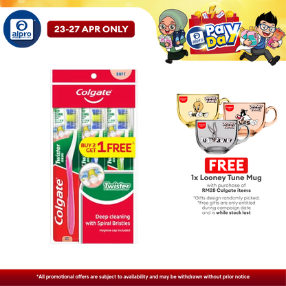 Colgate Toothbrush Twister Soft B2F1 (Poly Bag) | Deep Cleaning Colgate