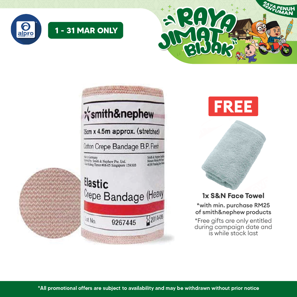 S&N Elastic Crepe Bandage (Heavy) 7.5cmx4.5m 1s Alpro Pharmacy