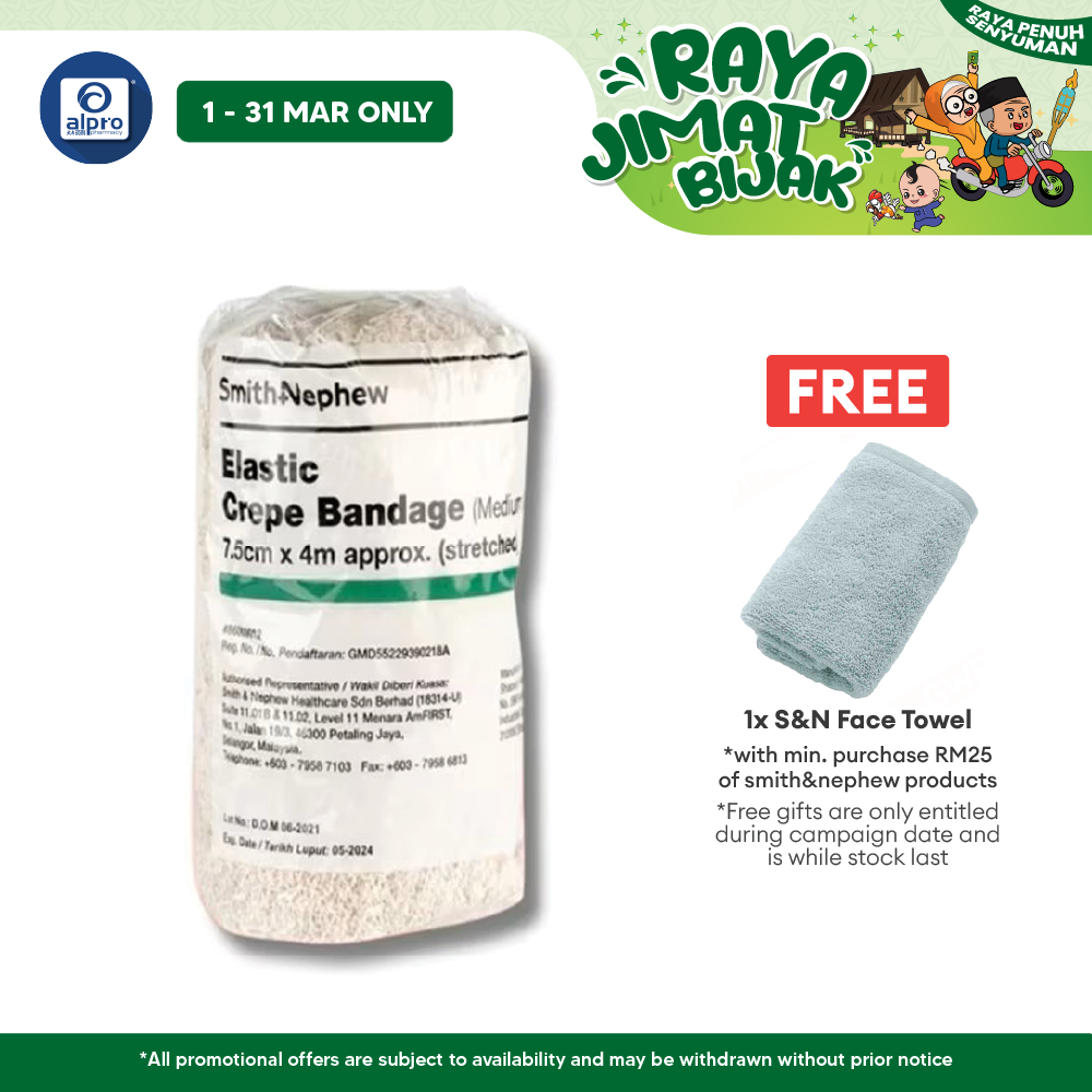 S&n Elastic Crepe Bandage (medium) 7.5cmx4m 1s Alpro Pharmacy