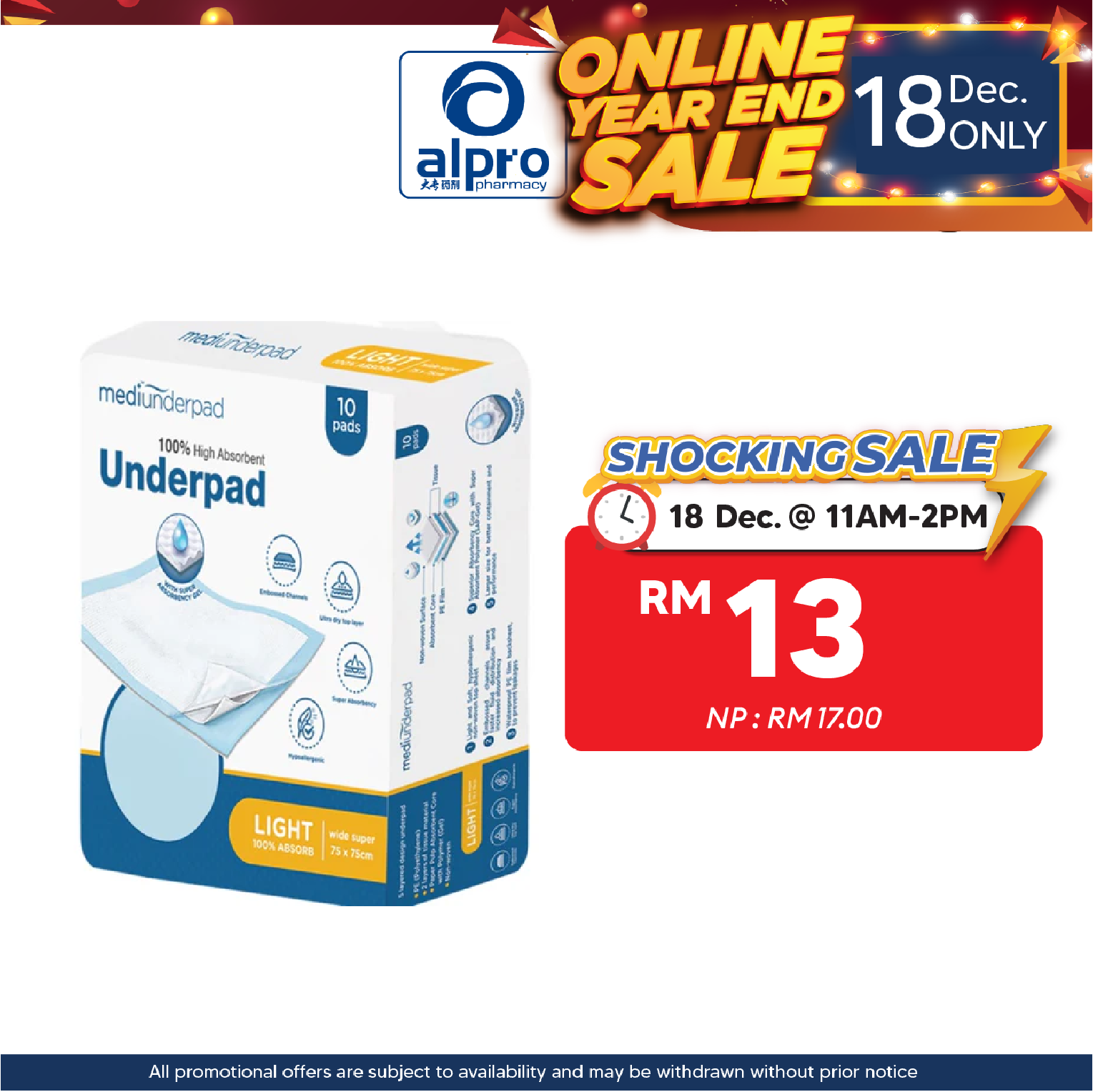 Medi Underpad (75cmx75cm) 10s | Ultimate Protection