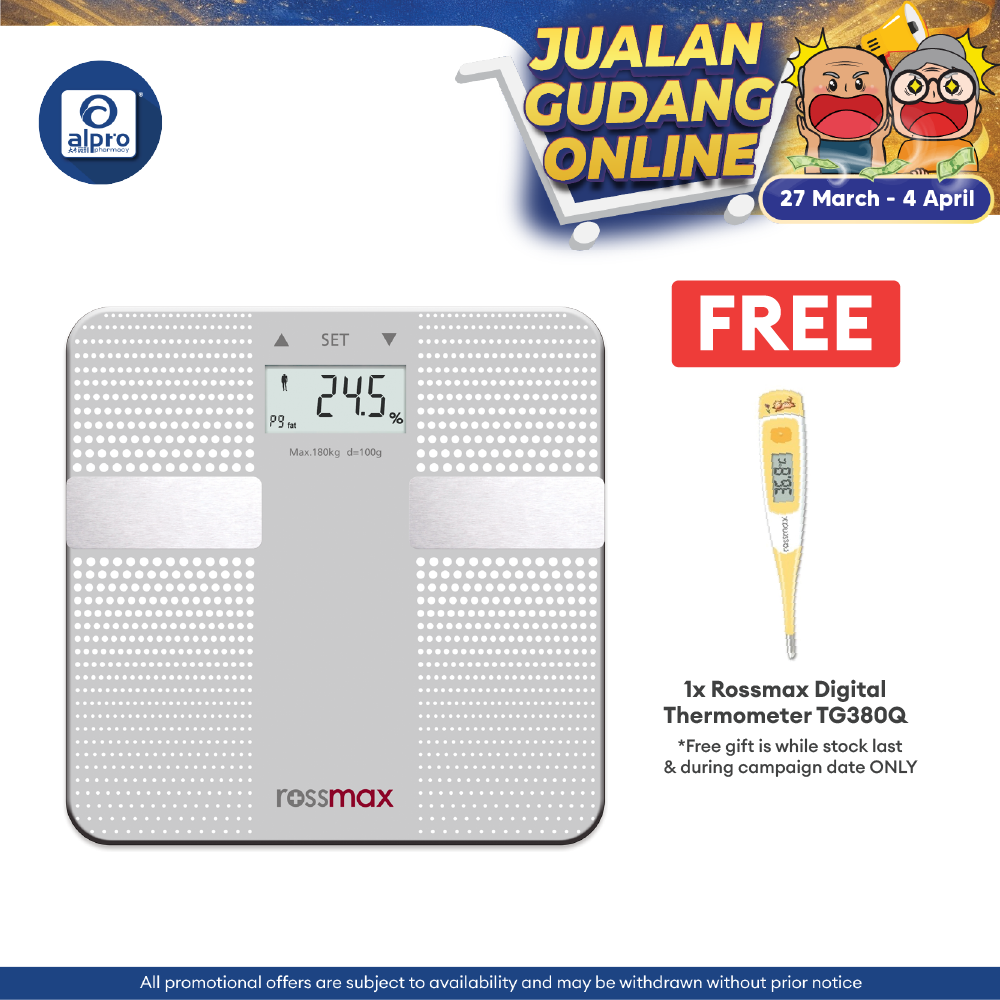 Rossmax WF260 Body Fat Monitor Scale | 4 Sensor Technology Alpro Pharmacy