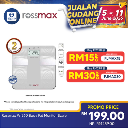 Rossmax WF260 Body Fat Monitor Scale | 4 Sensor Technology Rossmax