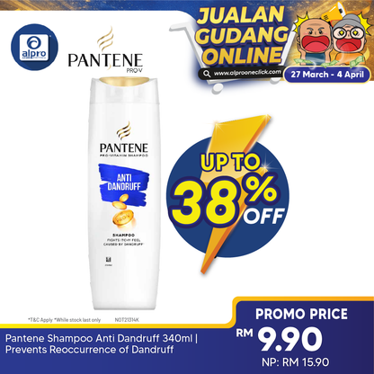 Pantene Shampoo Anti Dandruff 340ml | Prevents Reoccurrence of Dandruff Pantene